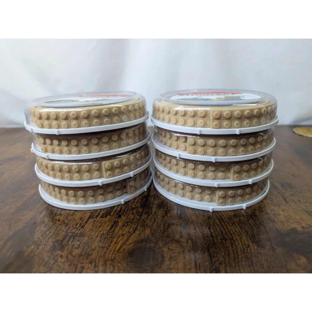 LOT OF 8 Zuru Mayka Toy Block Tape Tan Beige 1M 3.2ft 2-Stud LEGO Compatible NEW